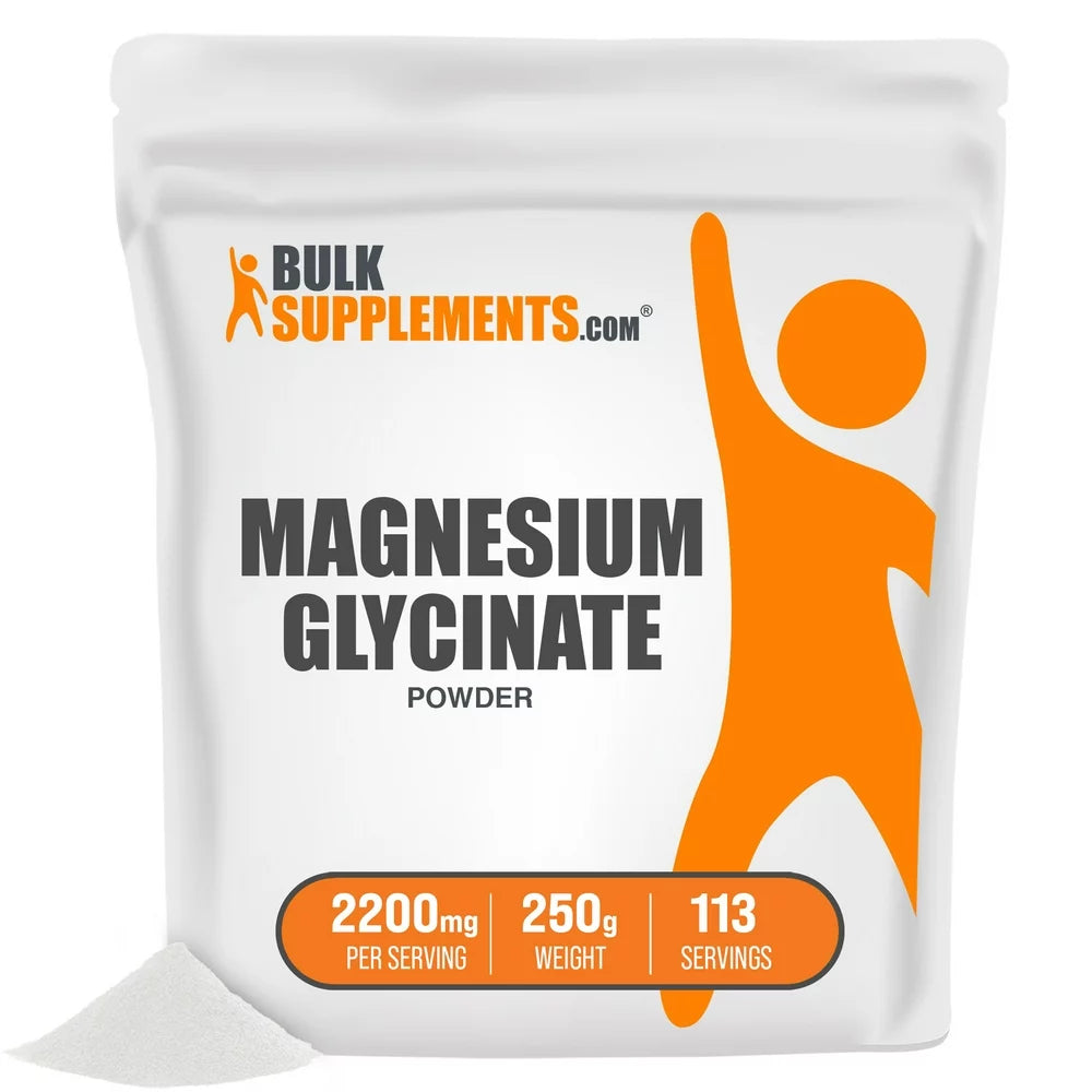 Bulksupplements.Com Magnesium Glycinate Powder, 2200Mg - Magnesium Supplement (250G - 113 Servings)