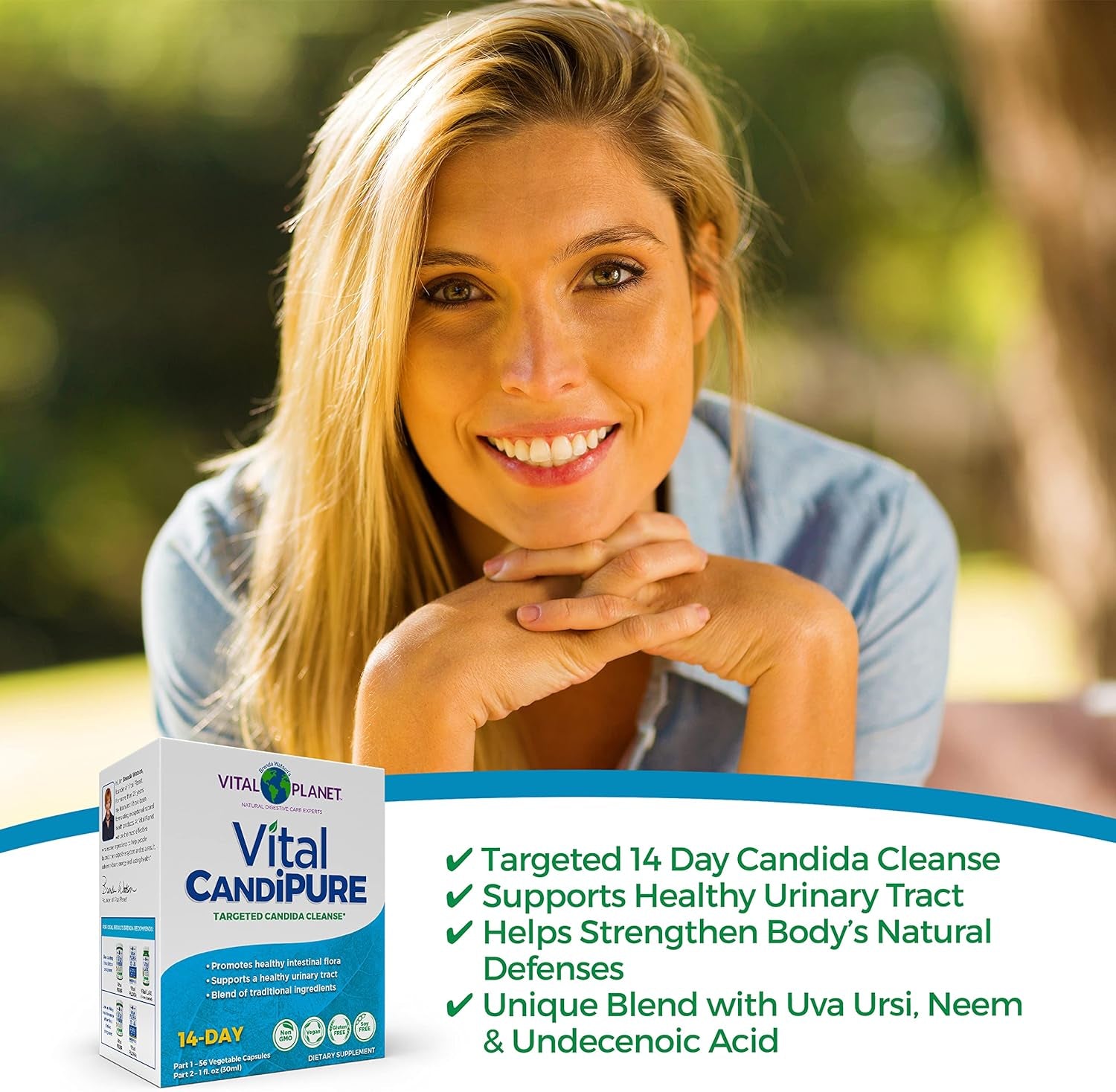 Vital Planet - Vital Candipure Intestinal Cleanse Formulated to Maintain a Healthy Intestinal Balance, 2-Part - 14 Day Kit, 56 Capsules, and 1Fl Oz Liquid Herbal Extract