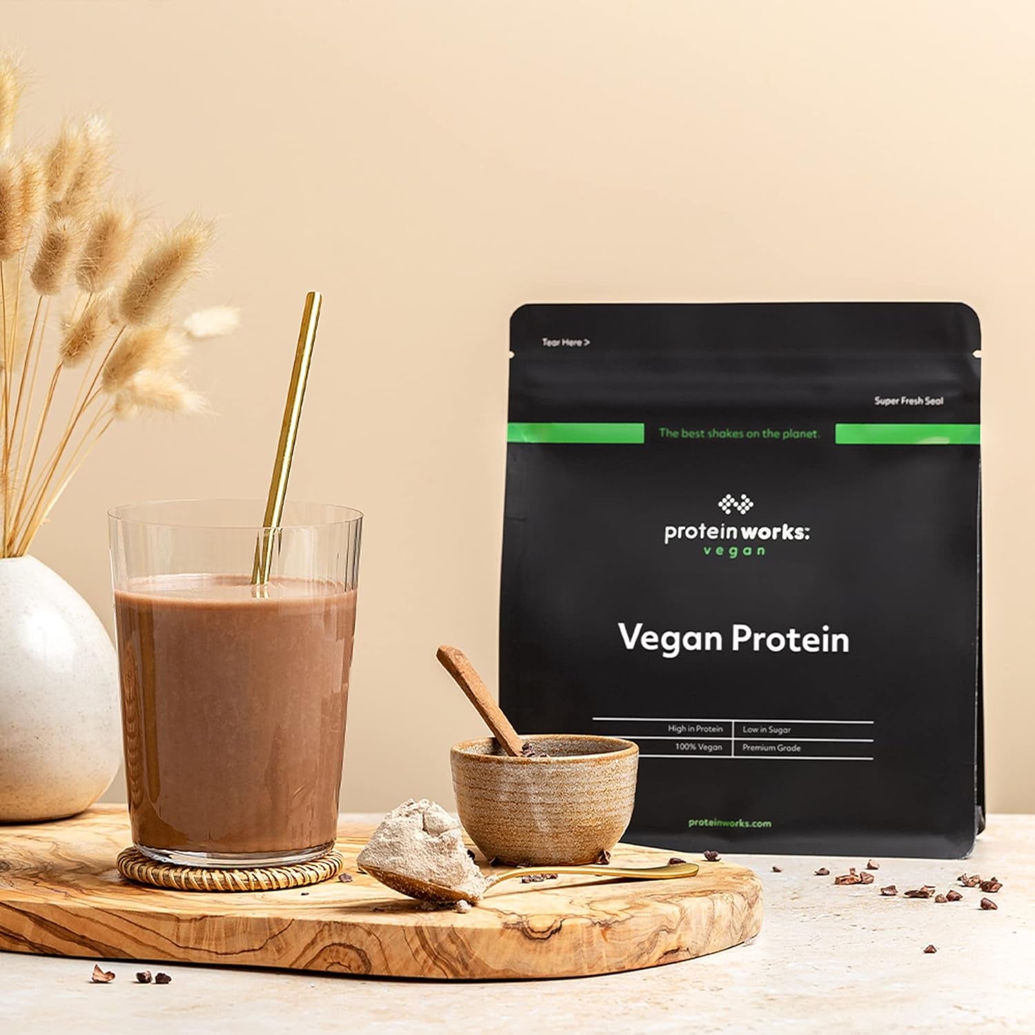 Vegan Protein Powder | 100% Plant-Based & Natural | 25G Protein | Gluten-Free | Low Fat Shake | Smooth Vanilla | 2.20 Pounds