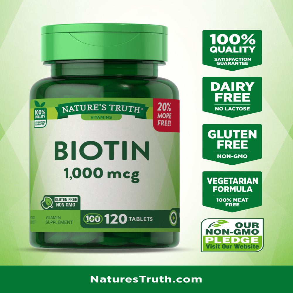 Nature'S Truth Biotin 1000Mcg | 120 Tablets | Hair Skin and Nails Pills
