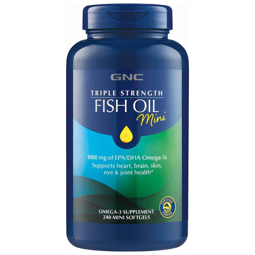 GNC Triple Strength Fish Oil Mini'S |Omega-3 Heart, Brain, Joint & Eye Support with Triglyceride EPA & DHA | Non-Gmo Gluten Free | 240 Mini Softgels
