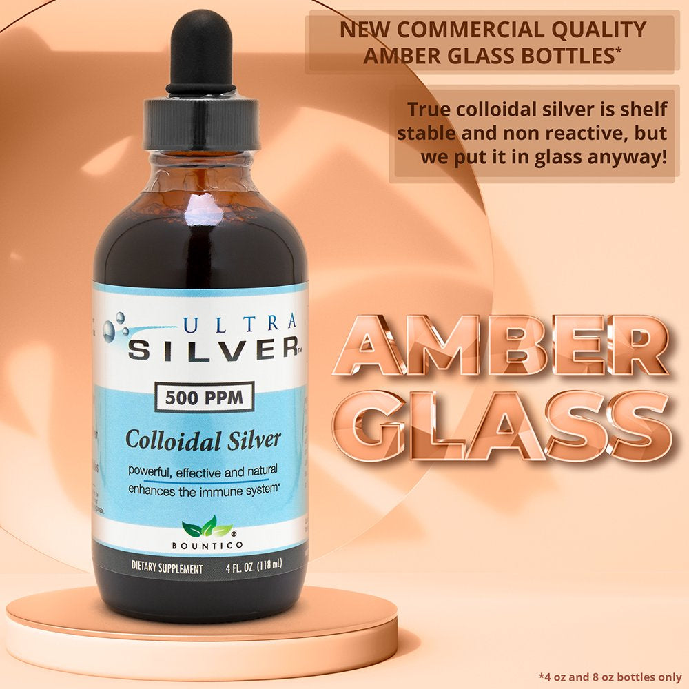 Ultra Silver® Colloidal Silver | 500 PPM 4 Oz (118Ml) | Mineral Supplement | True Colloidal Silver - with Dropper