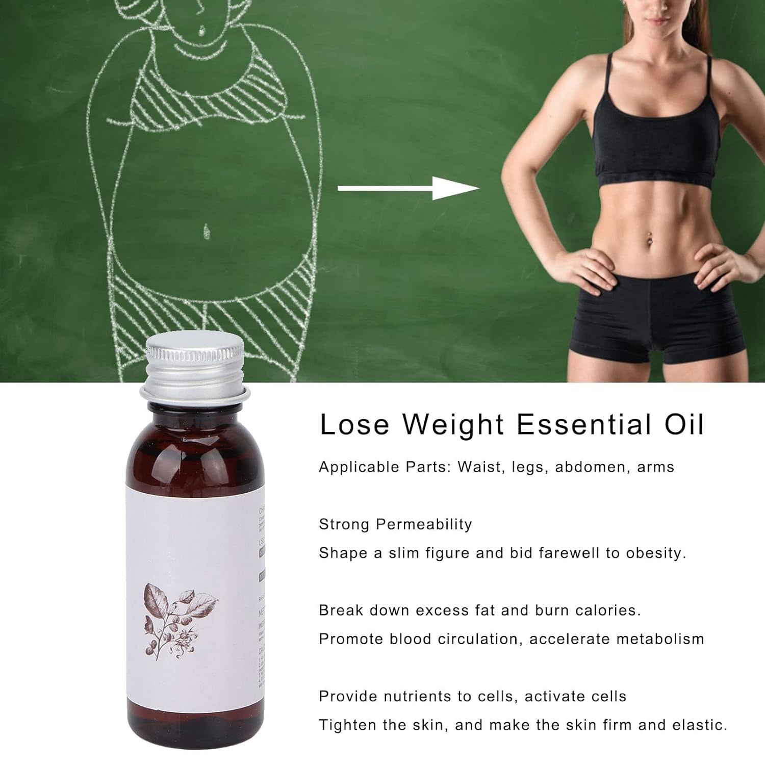 30Ml Lose Weight Essential Oil,Fat Reduction Body Slimming for Belly Thigh Waist Arm