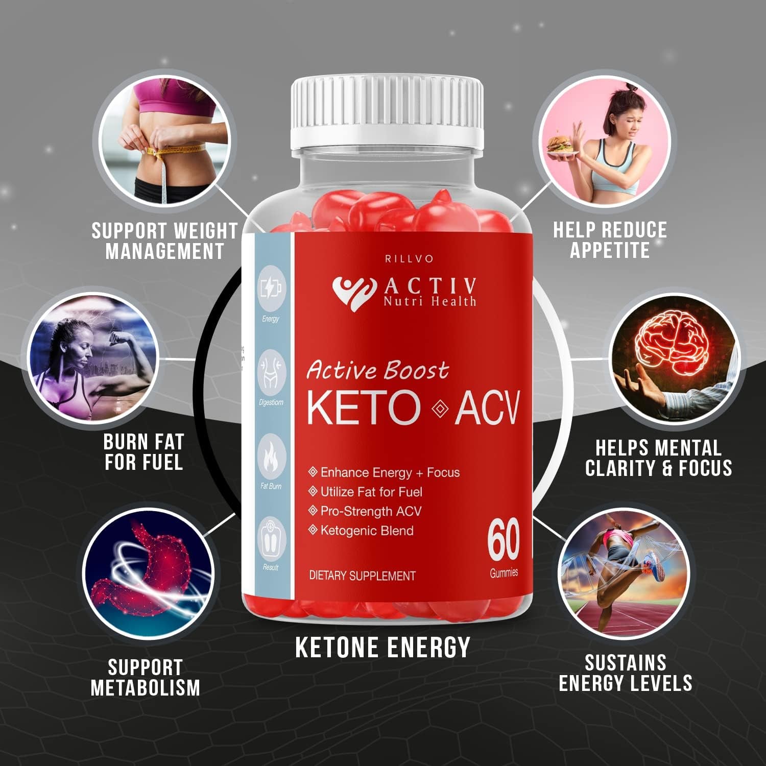 Activ Boost Keto ACV Gummies - Advanced Formula Active Boost Keto Gummies with Apple Cider Vinegar (60 Gummies)