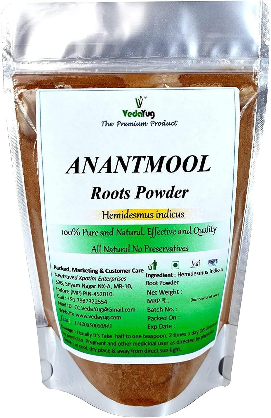 CROW Vedayug Anantmool Powder 200G | Anantmula (Hemidesmus Indicus) Powder, 200G