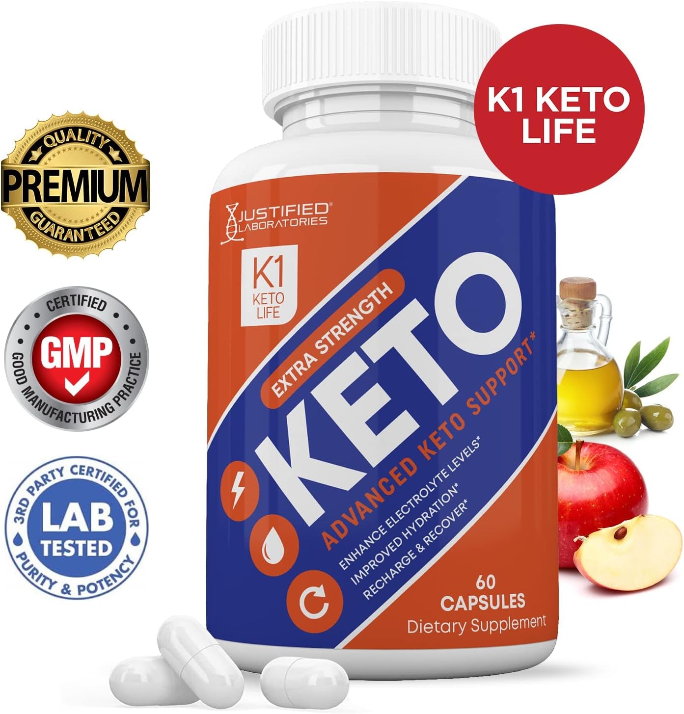 (2 Pack) K1 Keto Life Pills 800MG Includes Patented Gobhb® Exogenous Ketones Advanced Ketosis Support for Men Women 120 Capsules