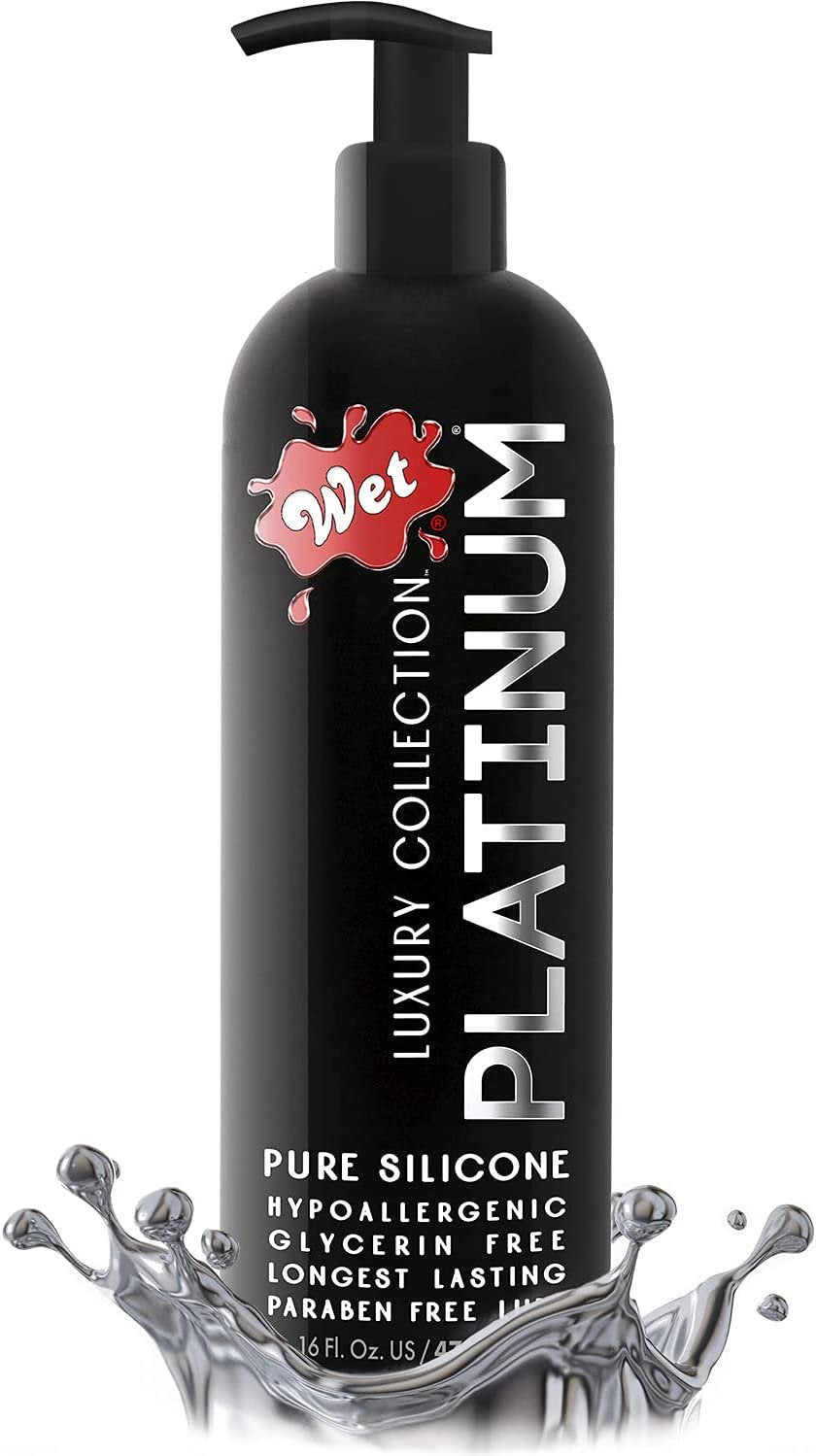 Wet Platinum Silicone Based Lube with Pump - 16 Fl Oz Personal Lubricant