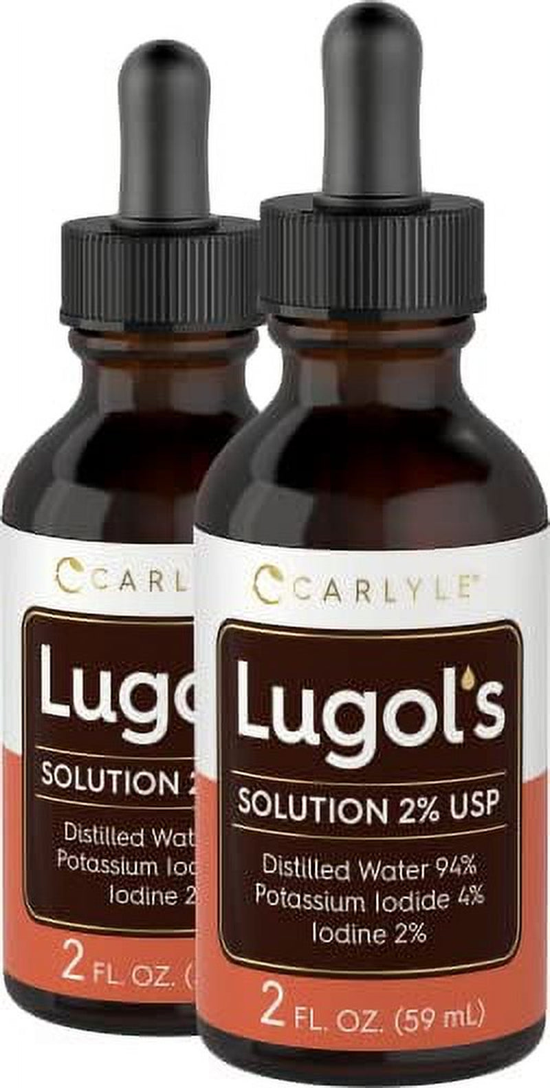 Lugols Iodine 2 Percent 2 Fl Oz Twin Pack | Potassium Iodide and Iodine Solution 2% Liquid Drops | by Carlyle