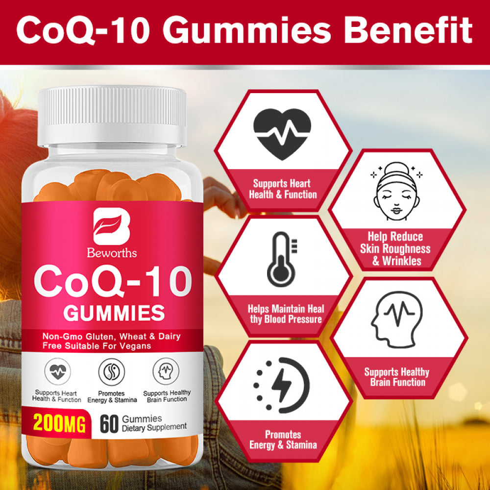 BEWORTHS Coq10 Gummies 200Mg Support Promotes Cardiovascular Heart Health Vegan Gluten Free Ultra High Absorption - 60 Count