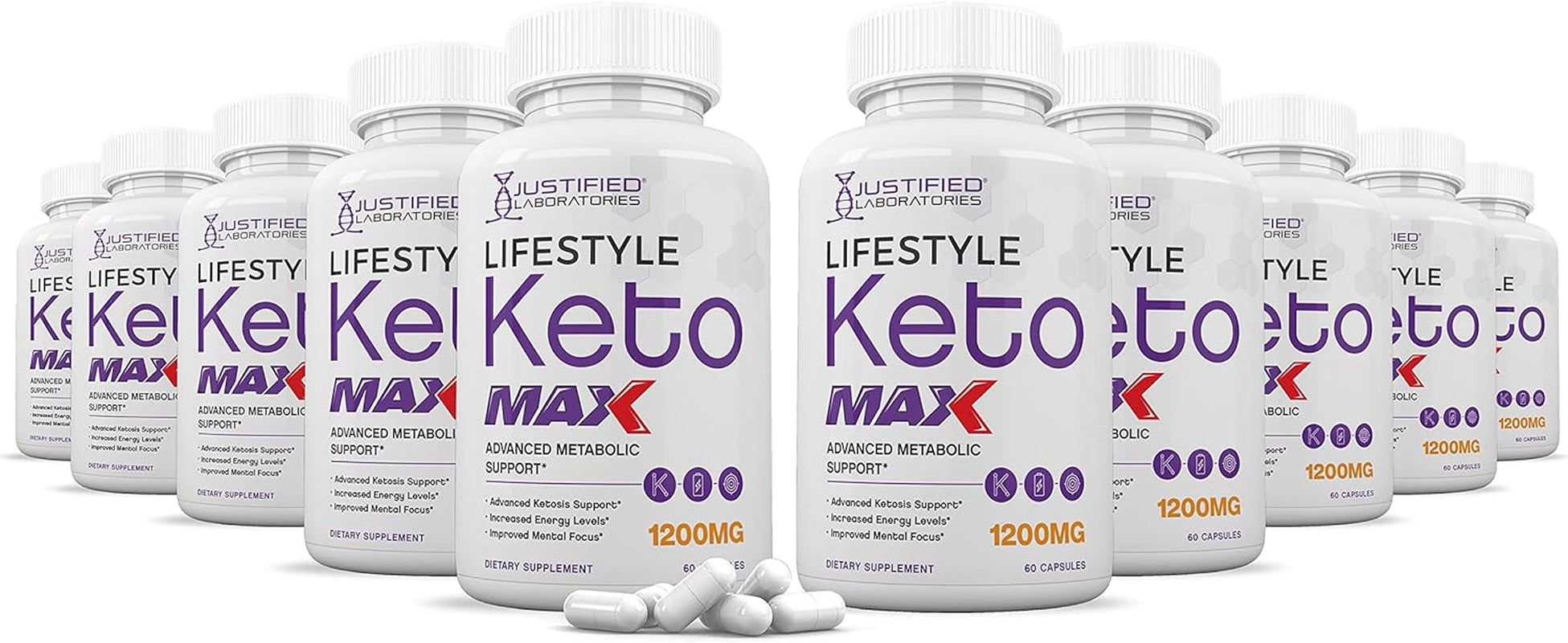 (10 Pack) Lifestyle Keto Max 1200MG Pills Includes Apple Cider Vinegar Gobhb Strong Exogenous Ketones Advanced Ketogenic Supplement Ketosis Support for Men Women 600 Capsules