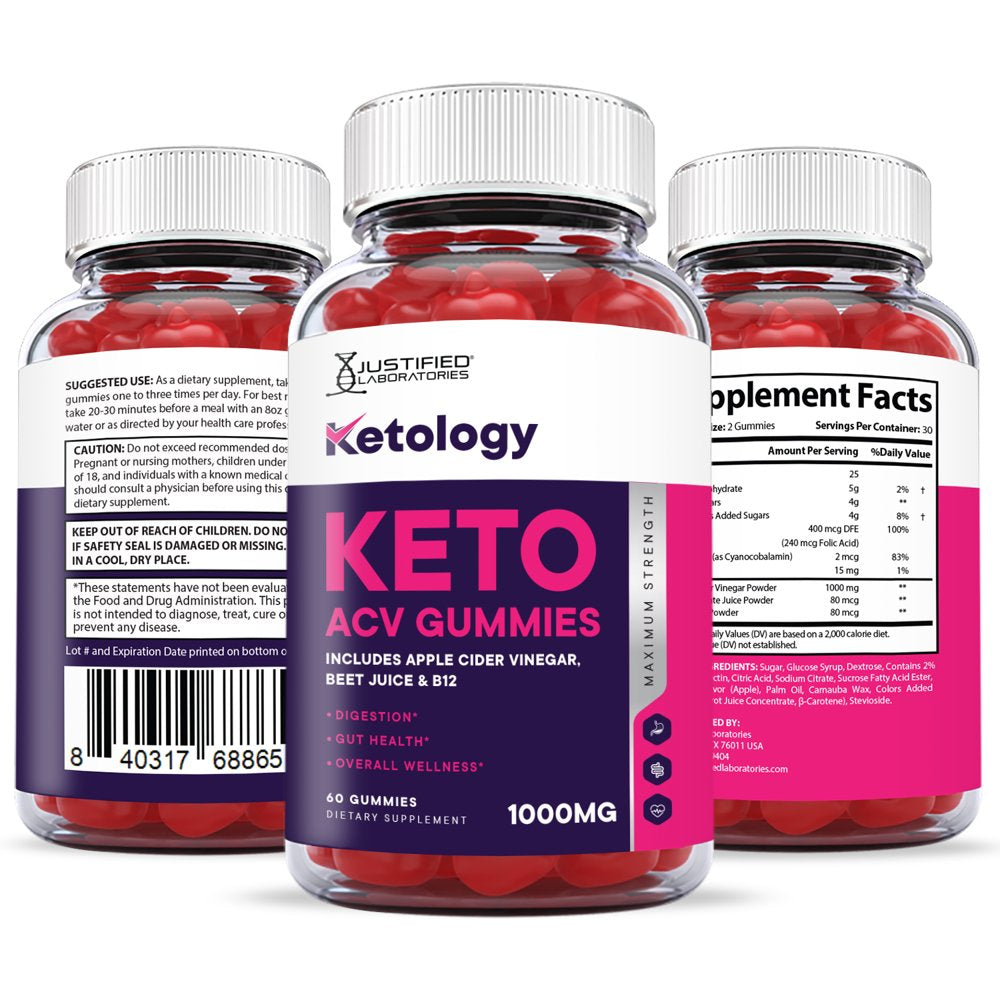 (5 Pack) Ketology Keto ACV Gummies 1000MG Dietary Supplement 300 Gummys