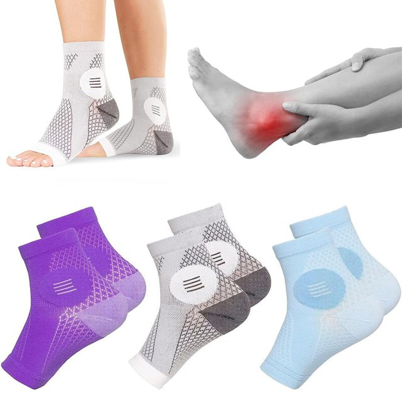 3 Pairs Neuropathy Socks Compression Sports Ankle Brace Socks Arch Support Sleeves, Foot Brace(Mutilcolor-M)