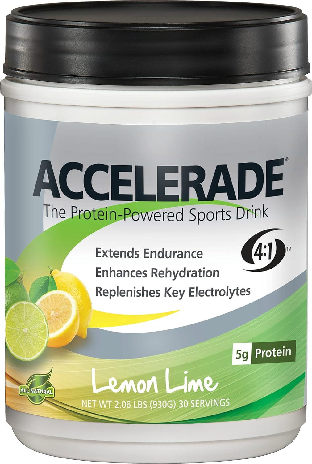 Accelerade Pacifichealth, All Natural Sport Hydration Drink Mix with Protein, Carbs, and Electrolytes for Superior Energy Replenishment - Net Wt. 2.06 Lb, 30 Serving (Lemon Lime) with Shaker