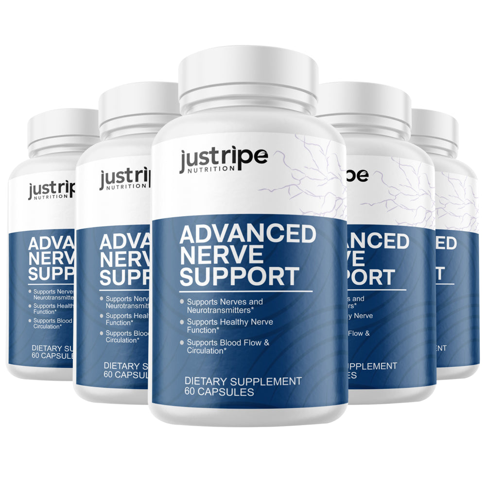 5 Pack Advanced Nerve Support by Just Ripe- 60 Capsules