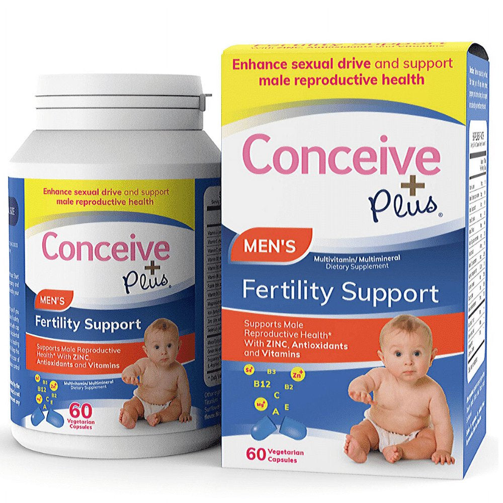 CONCEIVE plus Fertility Supplements for Men | 30-Day Supply | Zinc, Folate, Maca Root, Selenium | Semen Volumizer | Male Fertility Support Pills (60 Capsules)