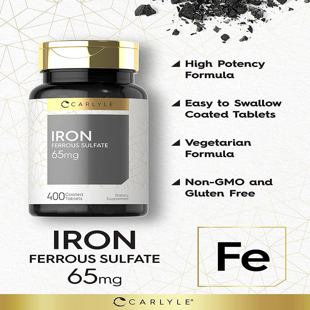 Iron Ferrous Sulfate 65 Mg | 400 Tablets | by Carlyle