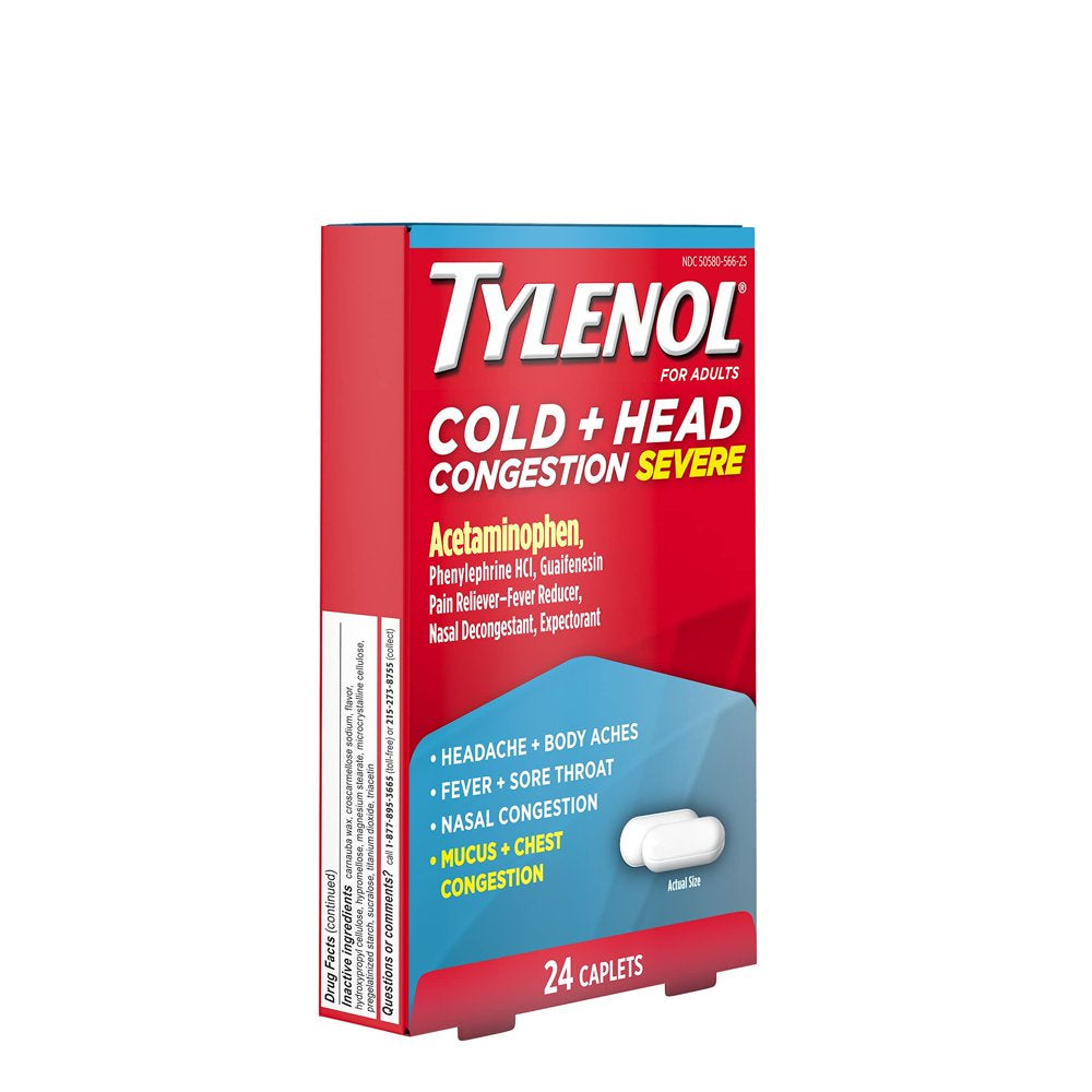 Tylenol Cold + Head Congestion Severe Medicine Caplets, 24 Ct.