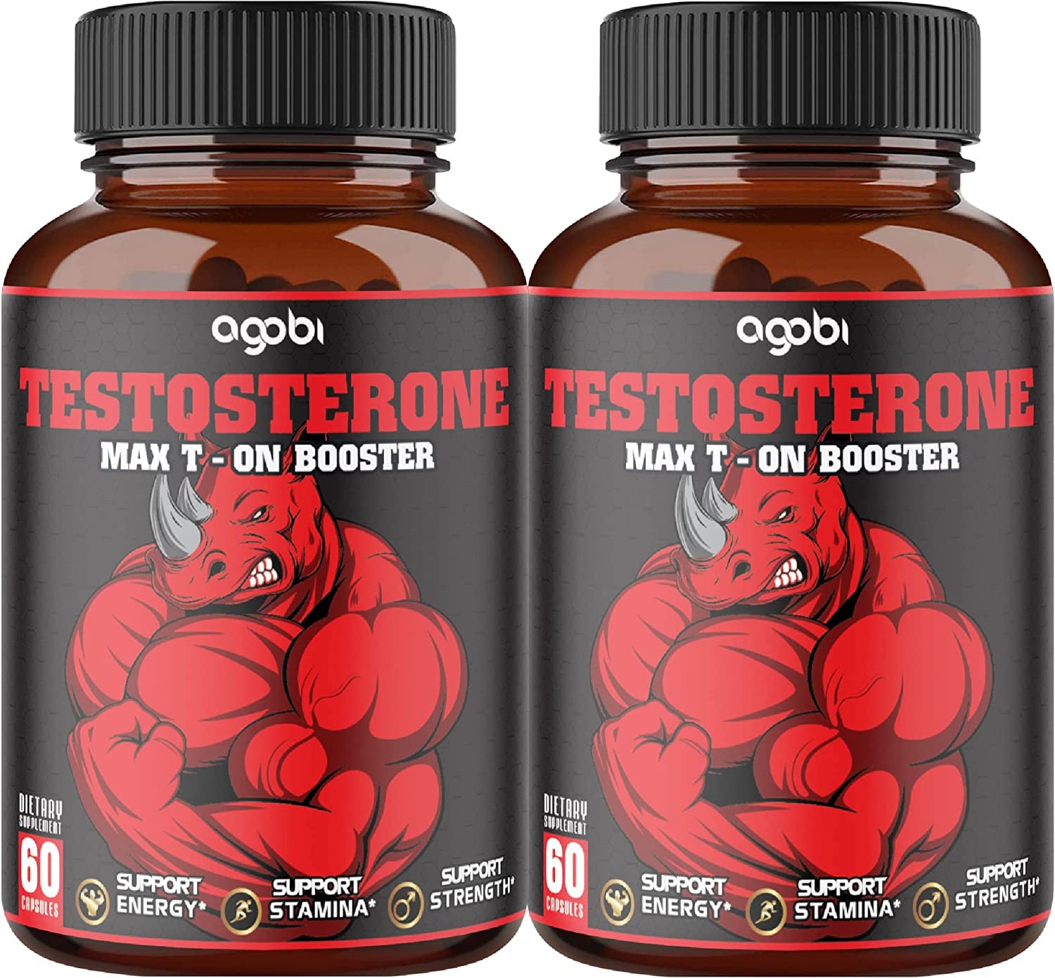 2 Packs 60 Capsules 14000Mg Testosterone Booster for Men, Muscle Build, Energy & Endurance Support - 11 Herbs Combined with Ginseng, Ashwagandha, Tribulus & More