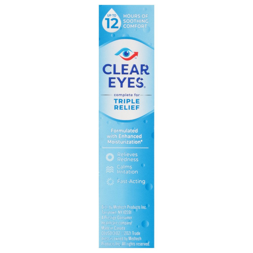 Clear Eyes Triple Relief Lubricant Eye Drops, 0.5 Fl Oz