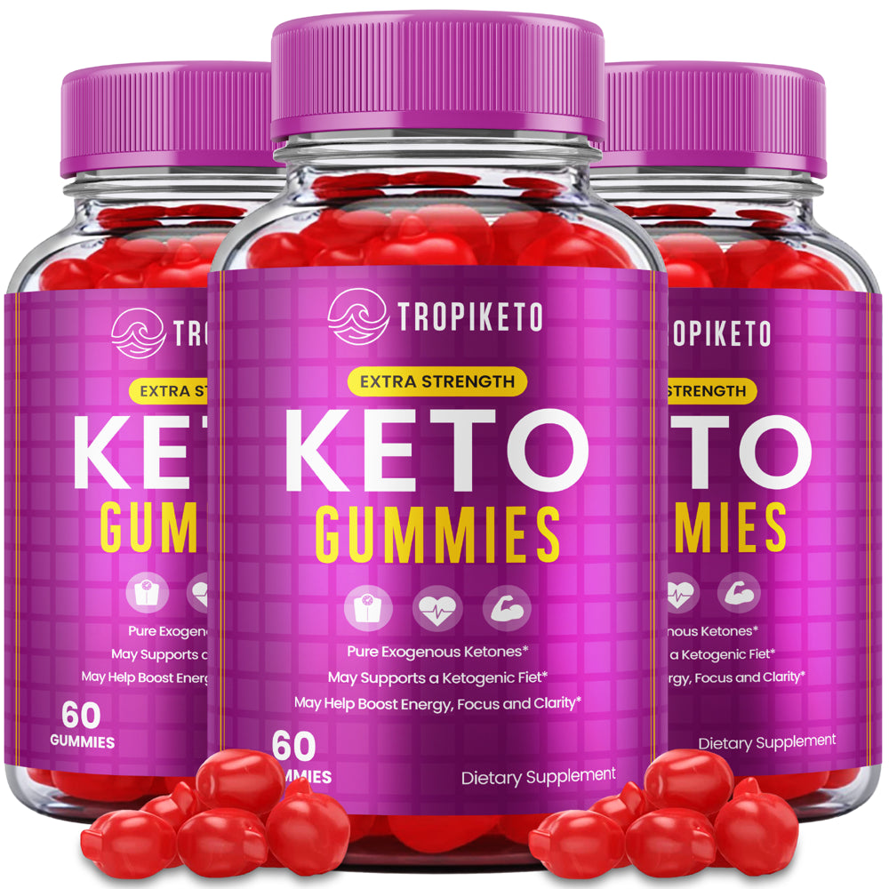 (3 Pack) Tropiketo Keto Gummies for Weight Loss Tropi Keto ACV Gummies Extra Strength Apple Cider Vinegar Supplement (180 Gummies)