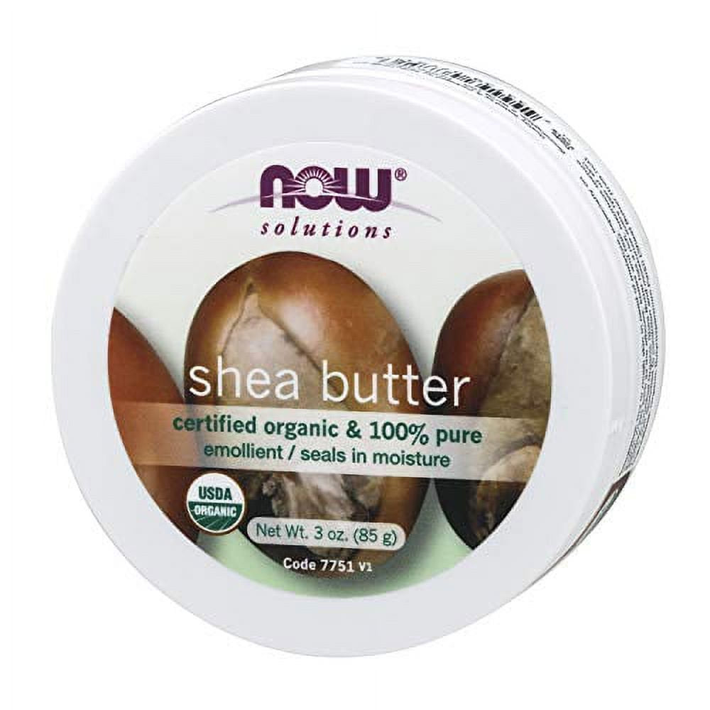 NOW Solutions, Certified Organic Shea Butter, Moisturizer for Rough and Dry Skin, Travel Size, 3-Ounce