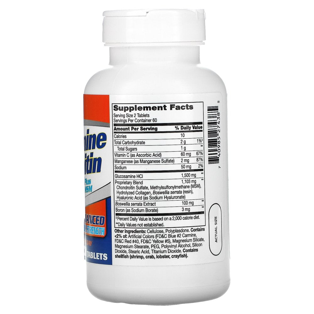 21St Century Glucosamine Chondroitin Complex plus MSM, Advanced Triple Strength, 120 Tablets