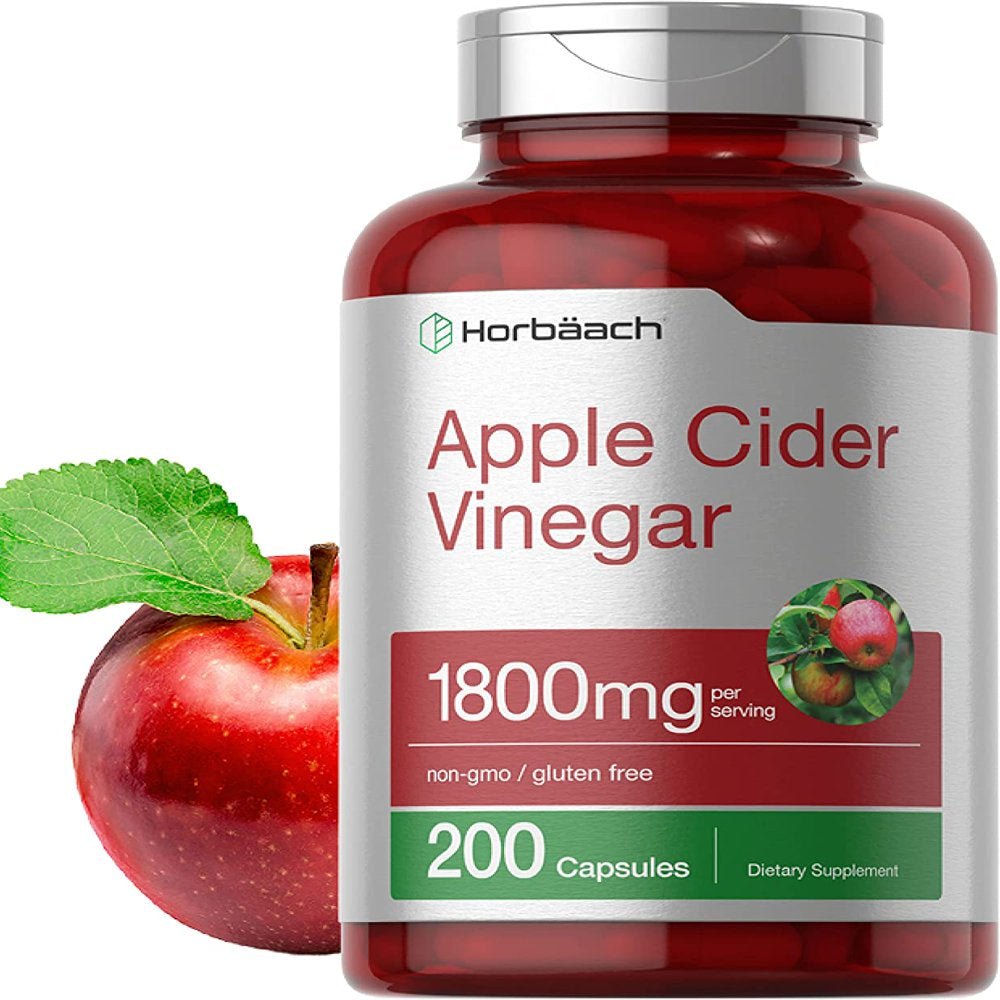 Apple Cider Vinegar Capsules | 1800Mg | 200 Pills | Non-Gmo, Gluten Free Supplement | by Horbaach