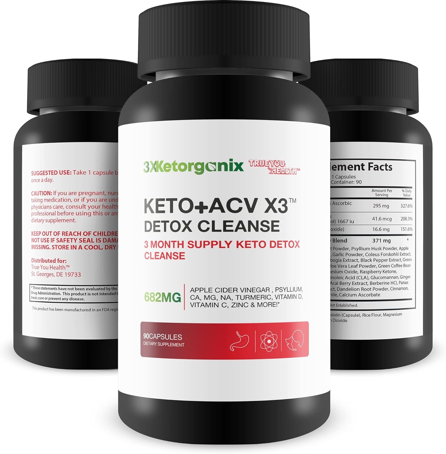 3X Ketorganix Keto+Acv 3X Detox Cleanse - 3 Month Supply Keto Detox Cleanse - Natural Detox Support with Full Body Cleanse - Promote Immune Health - Help Reduce Oxidative Stress & Bloating