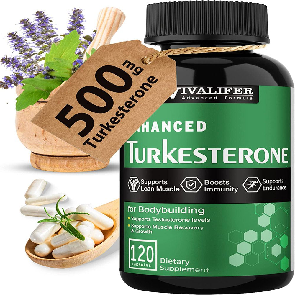 Turkesterone, 500Mg Muscle Building and Mood Boost, Male Strength Enhancer and Immune Supplement, 120 Vegan Capsules