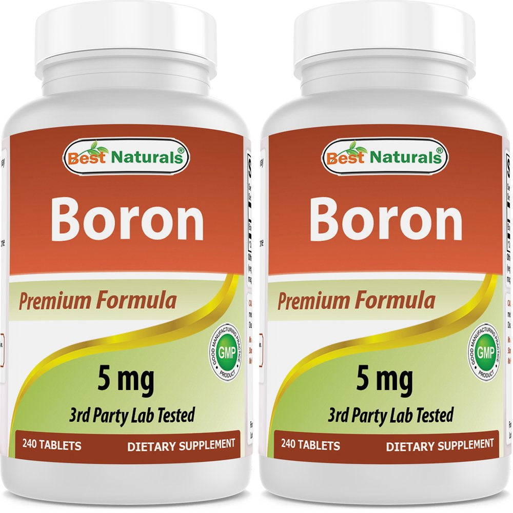 2 Pack Best Naturals Boron 5 Mg 240 Tablets | Boron Supplements Support Healthy Hormonal Balance and Bone Strength