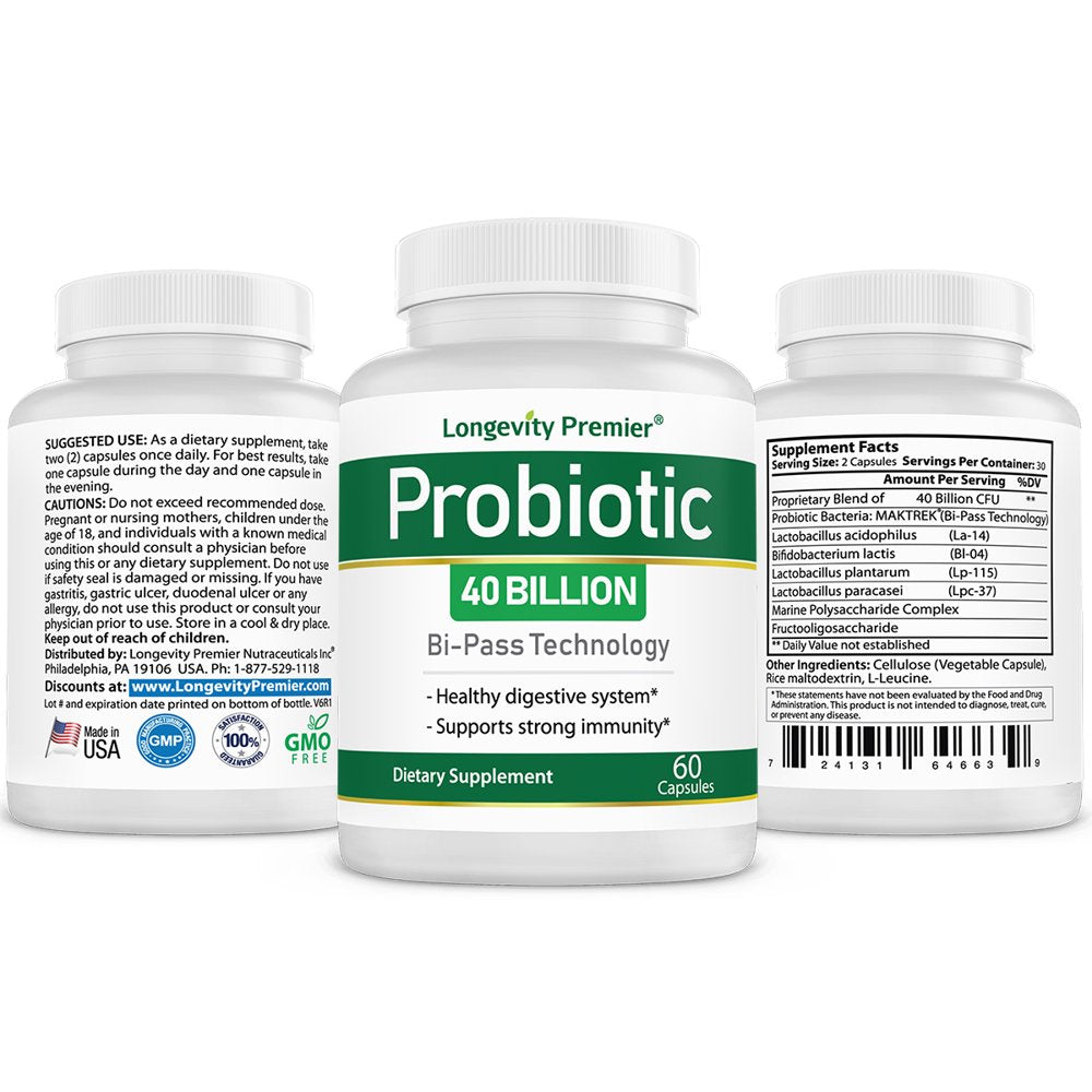 Longevity Daily Probiotics: - Boost Digestive and Colon Health. Supports Immunity