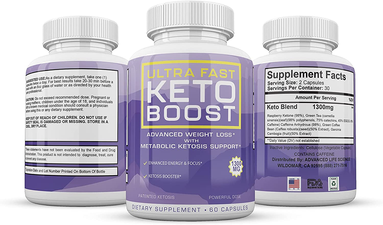 (Official) Ultra Fast Keto Boost, Advanced Ketogenic Pill Shark Formula 1300Mg, Made in the USA, (2 Bottle Pack), 60 Day Supply Tank