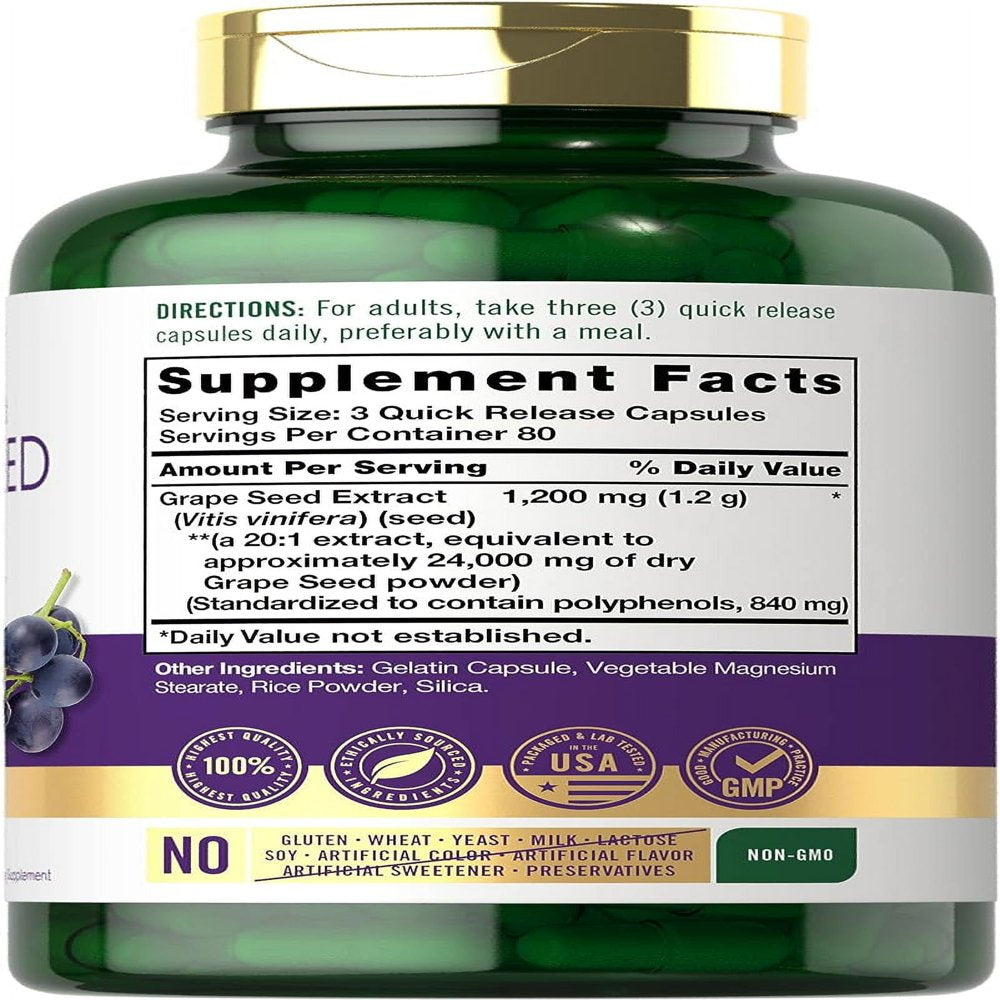 Grape Seed Extract | 24000 Mg | 240 Capsules | by Carlyle