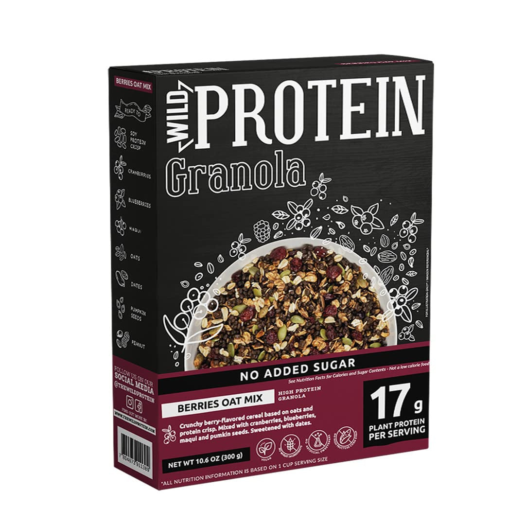 Wild Protein | Granola Berries | High Protein | Vegana | 10 G of Protein | No Added Sugars or Fat | 300 G of Granola