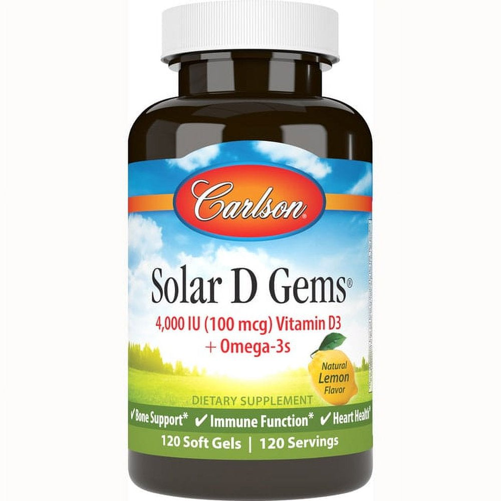 Solar D Gems 4000 IU (100 Mcg) Vitamin D3 plus Omega-3S 120 Soft Gels, by Carlson