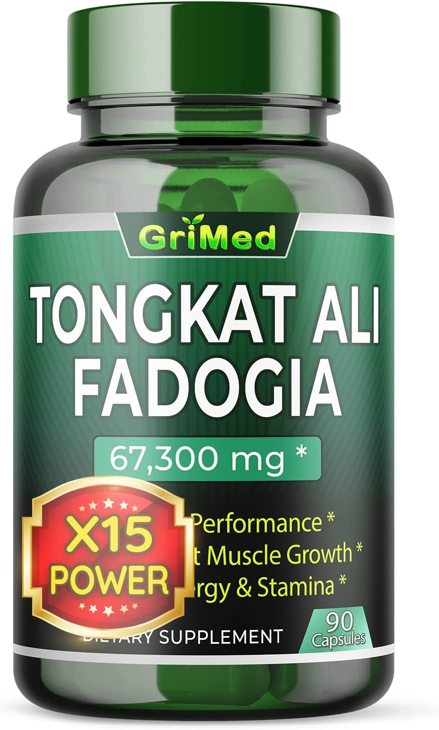 Grimed 67300Mg 200X Concentrated Extract Tongkat Ali + Fadogia Agrestis - Performance Energy Support with Turkesterone, L-Arginine, L-Citrulline (90 Count (Pack of 1))