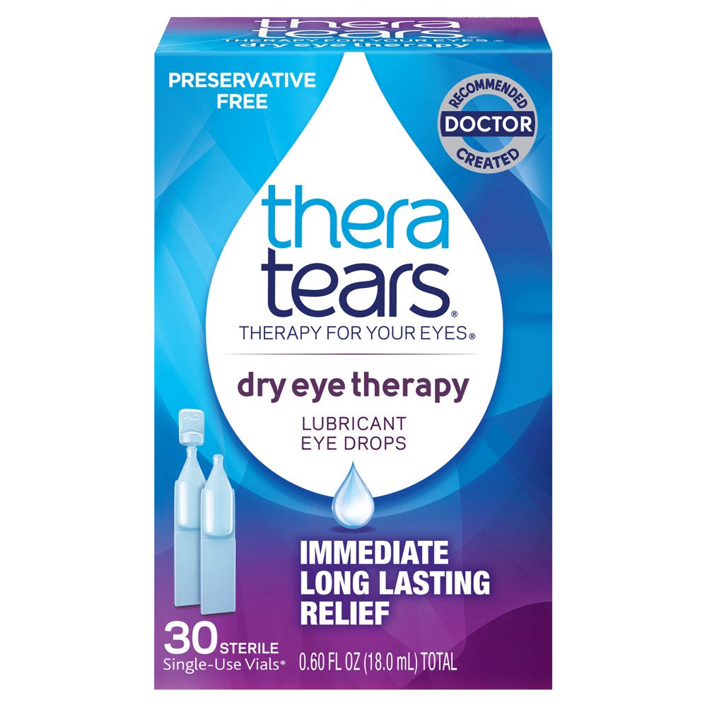 Theratears Dry Eye Therapy Lubricating Eye Drops, Preservative Free, 30 Single-Use Vials