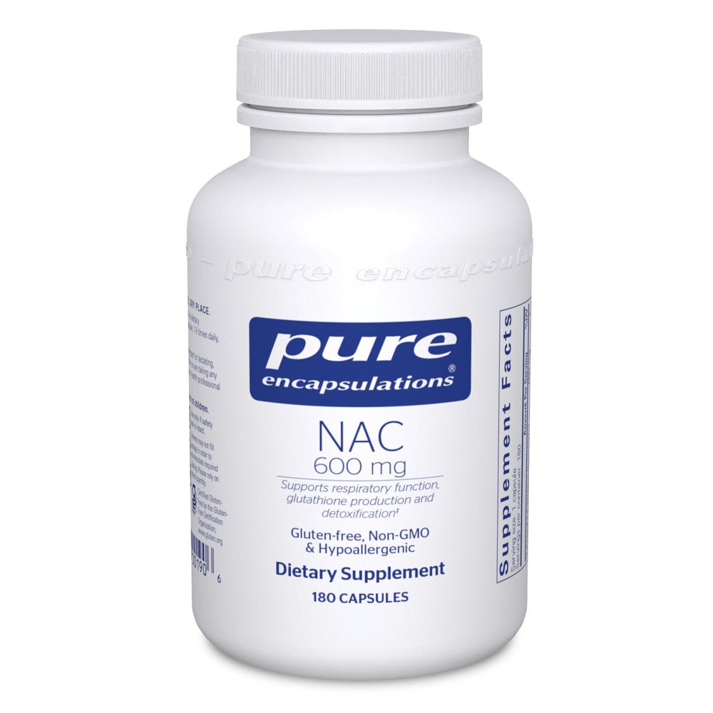 Pure Encapsulations NAC 600 Mg | N-Acetyl Cysteine Amino Acid Supplement for Lung and Immune Support, Liver, Antioxidants, and Free Radicals* | 180 Capsules