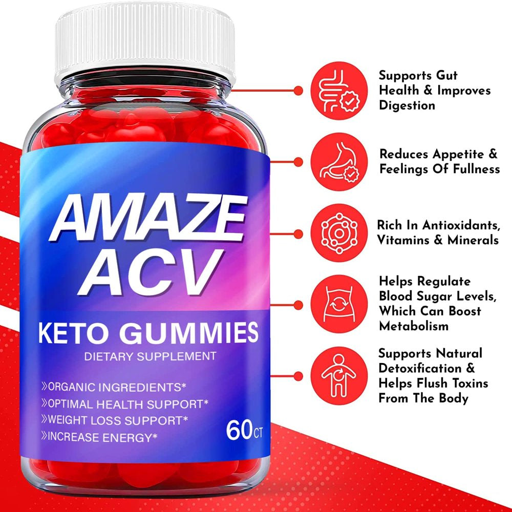 (1 Pack) Amaze Keto ACV Gummies - Supplement for Weight Loss - Energy & Focus Boosting Dietary Supplements for Weight Management & Metabolism - Fat Burn - 60 Gummies