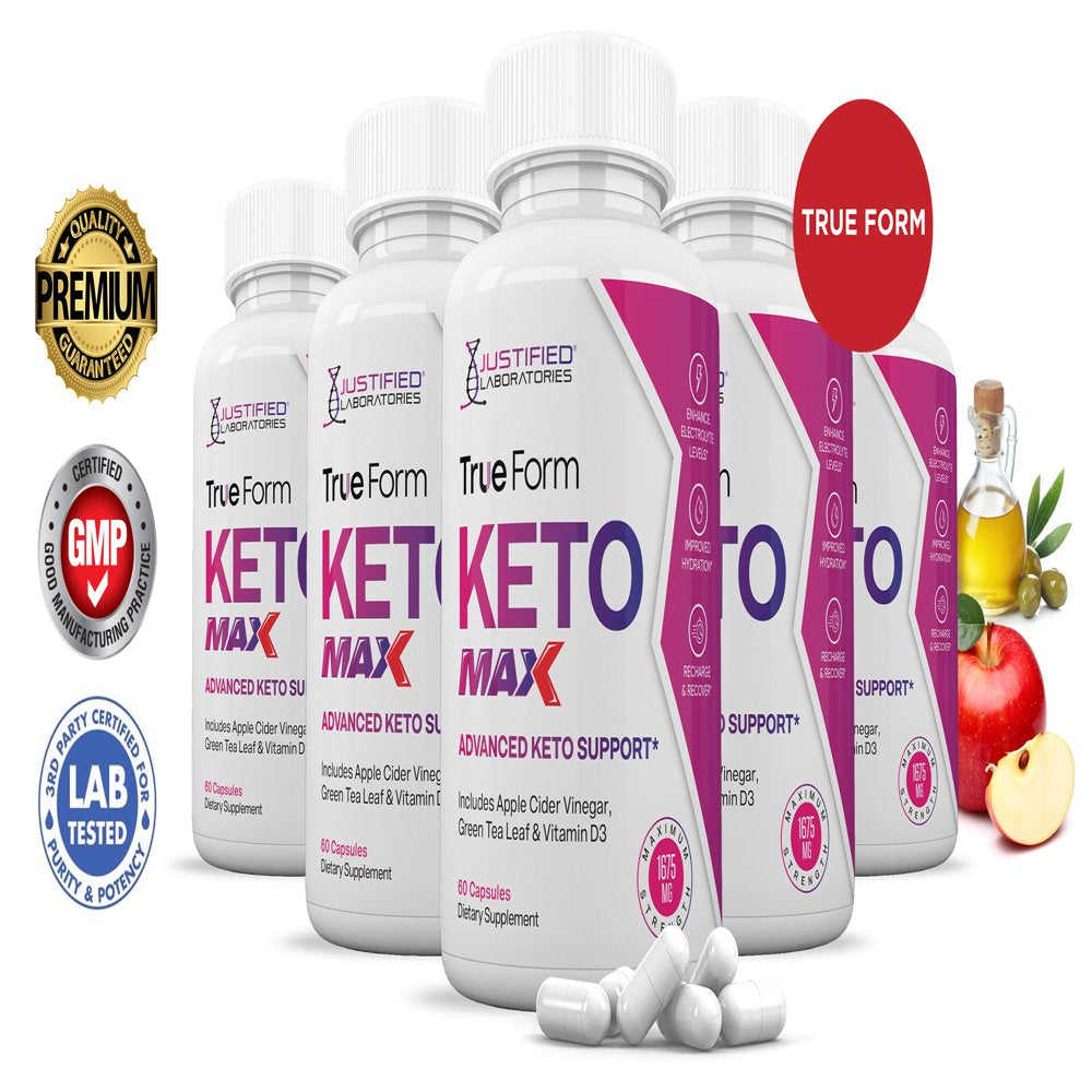 (5 Pack) True Form Keto ACV MAX Pills 1675Mg Alternative to Gummies Dietary Supplement 300 Capsules