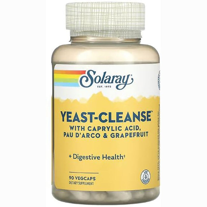 Solaray Yeast-Cleanse | with Caprylic Acid, Pau Darco, Grapefruit Seed Extract & Tea Tree Oil | Healthy Cleansing Support | 30 Servings | 90 Vegcaps