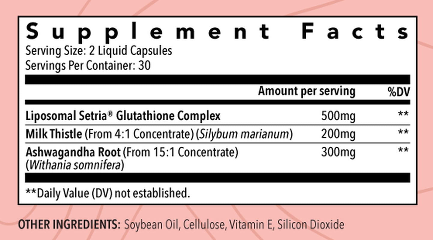 Ladybug Potions I Love Myself Liposomal Glutathione Supplement with Milk Thistle Extract and Ashwagandha Root, Liver Detox Blend Vegan Capsules, 60 Count