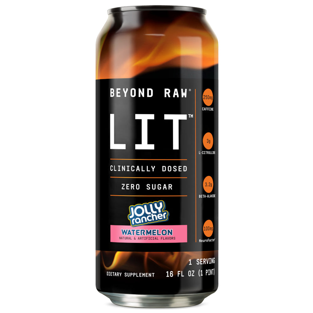 Beyond Raw® LIT™ On-The-Go Pre-Workout, Jolly Rancher® Watermelon, 12 Pack, 16 Oz Cans