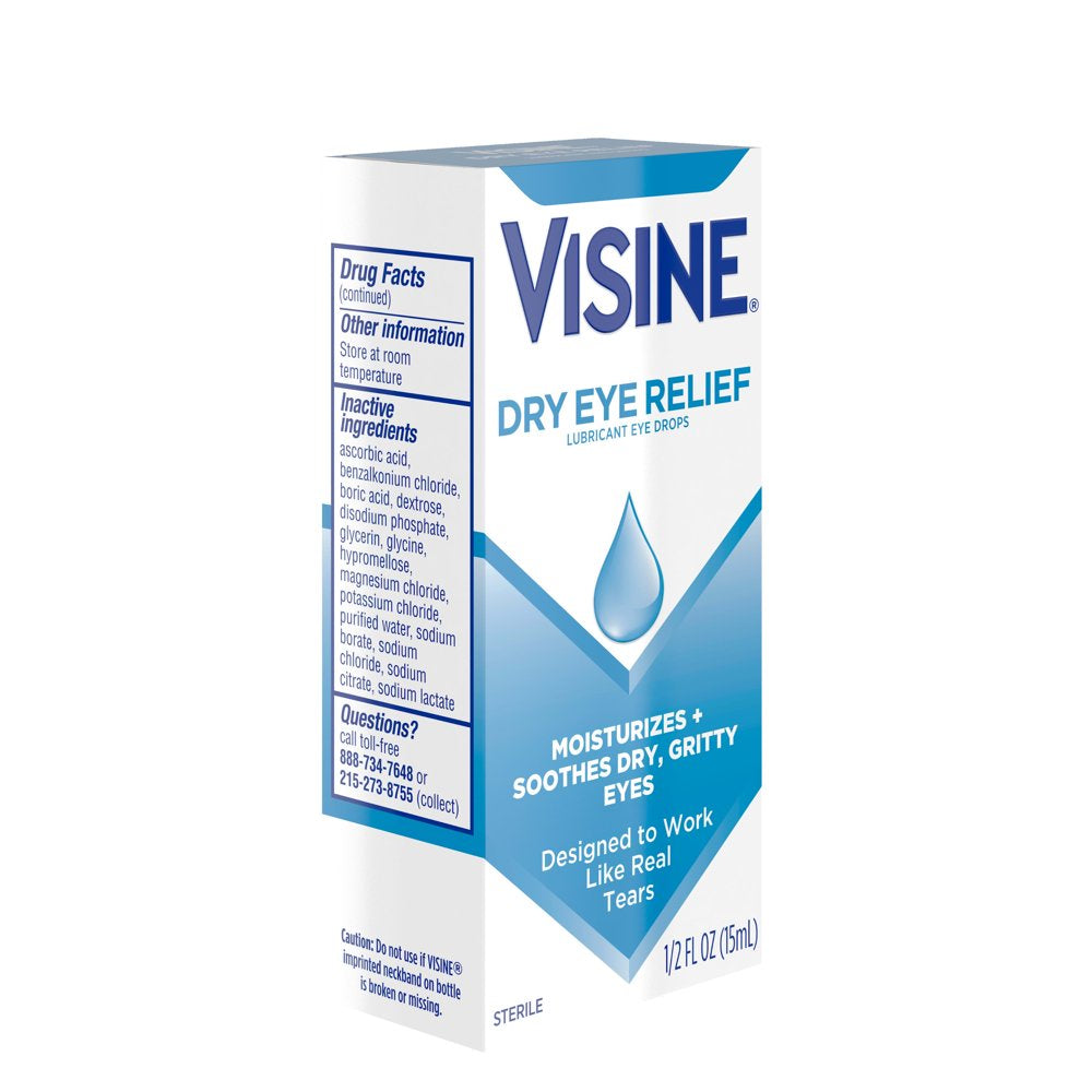 Visine Dry Eye Relief Lubricating Eye Drops for Dry Eyes, 0.5 Fl. Oz