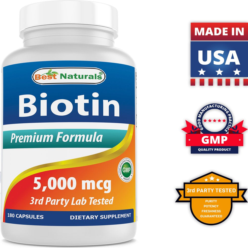 Best Naturals Biotin 5 Mg 180 Capsules | Supplement | Supports Healthy Hair