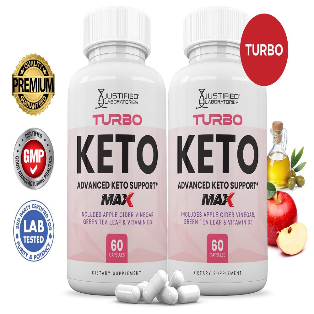 (2 Pack) Turbo Keto ACV MAX Pills 1675Mg Alternative to Gummies Dietary Supplement 120 Capsules