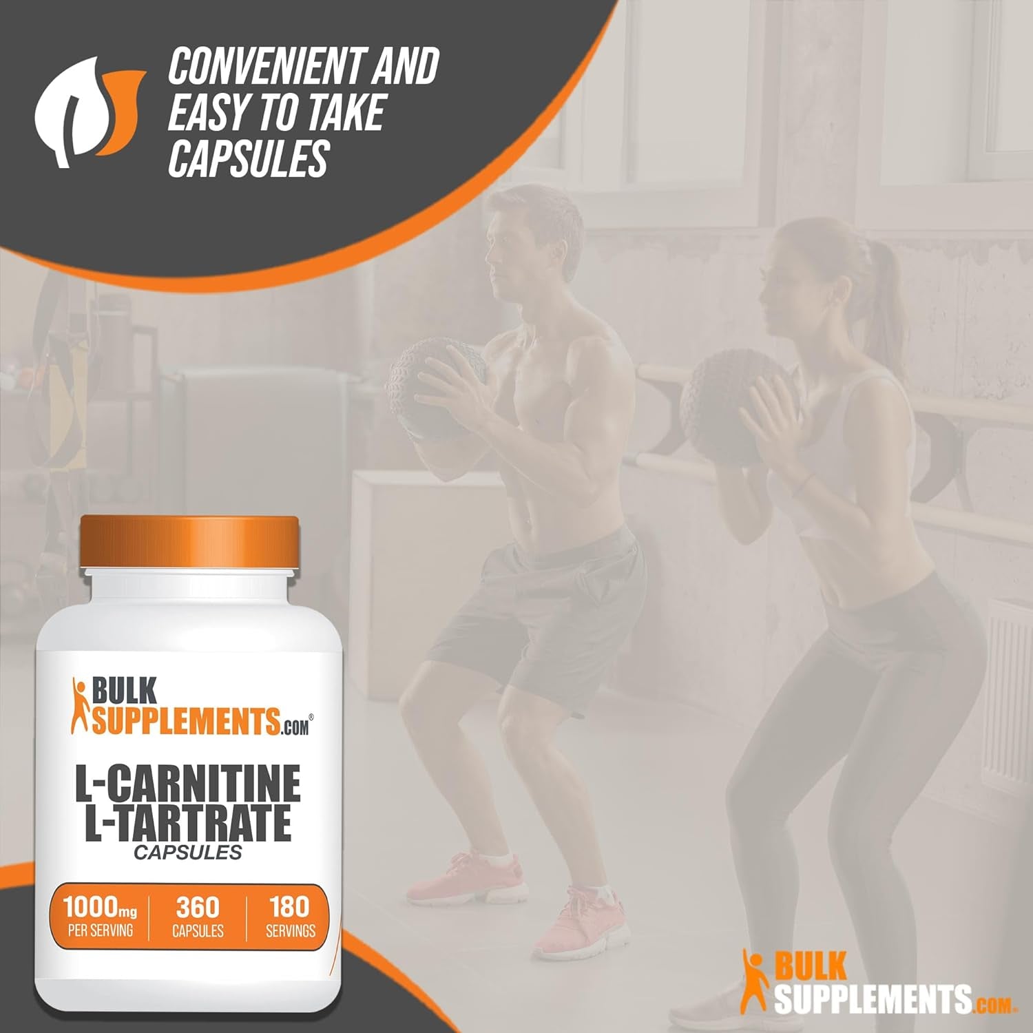 Bulksupplements.Com L-Carnitine L-Tartrate Capsules - Carnitine Supplement, L-Carnitine Tartrate, L Carnitine 1000Mg Capsules - Amino Acids, Gluten Free, 2 Capsules per Serving, 360 Capsules