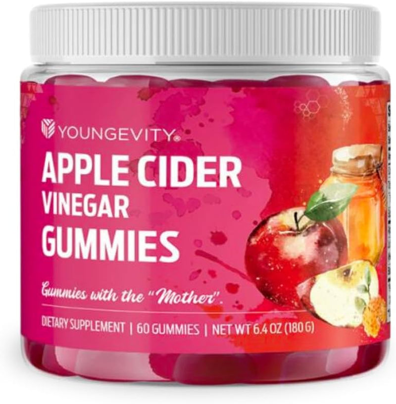 Youngevity Apple Cider Vinegar Gummies 500Mg W/Raw ACV from the Mother, Detox Cleanse and Support Immunity, - 60 Gummy Vitamins