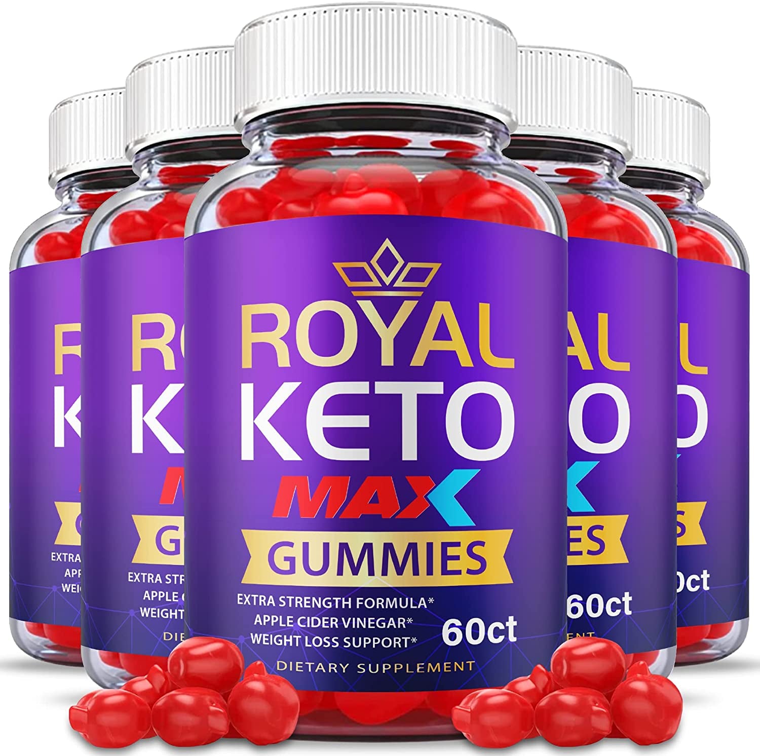 (5 Pack) Royal Keto Gummies Max Strength - Royal Keto ACV Gummies Vegan Formula with Apple Cider Vinegar, Weight Apple Loss Cider, Beet Root Juice, Vitamin B12 Royal Keto Gummies Purple (300 Gummies)