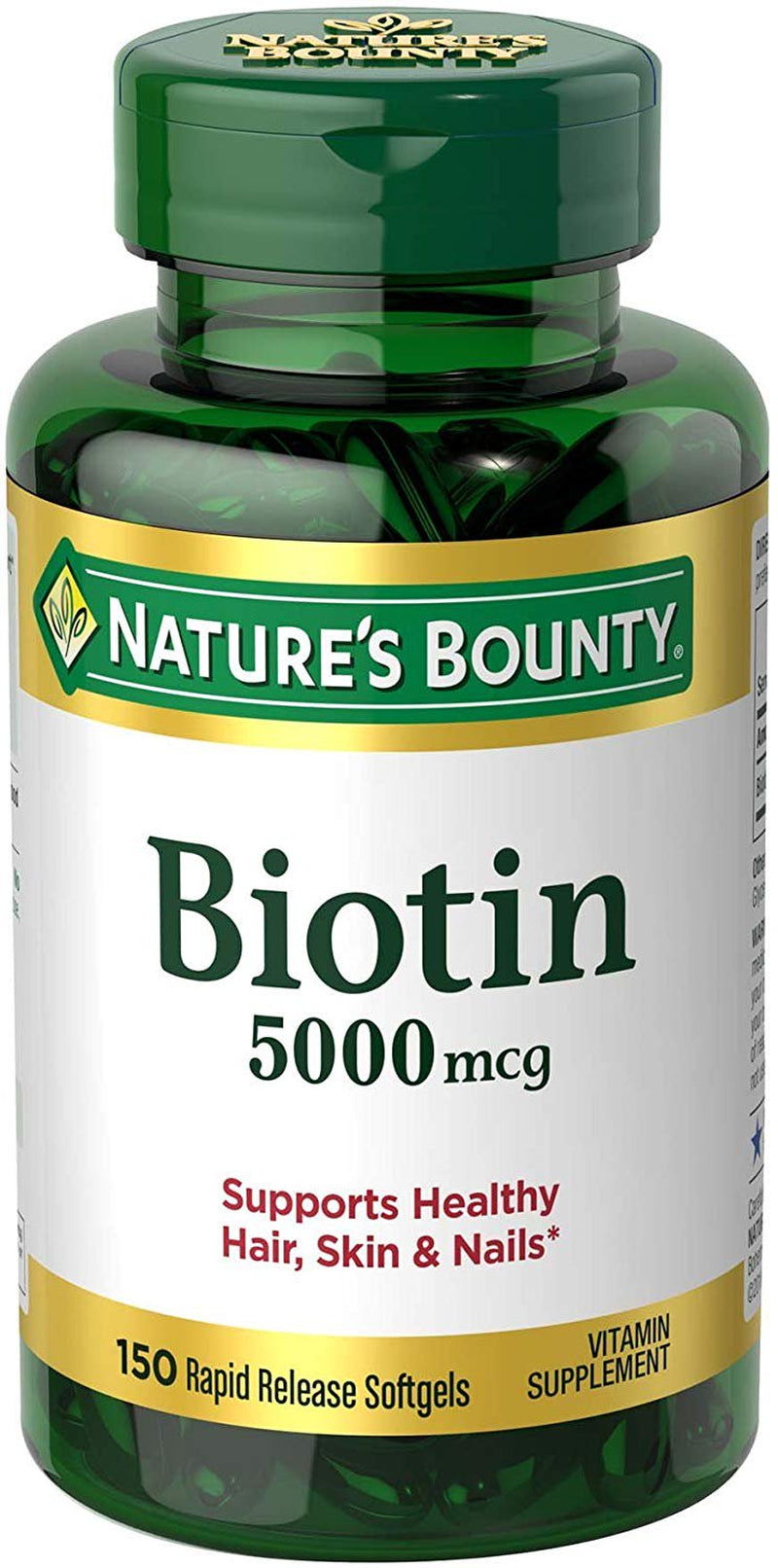 Nature'S Bounty Biotin Softgels, 5000 Mcg 150 Ea (Pack of 2)